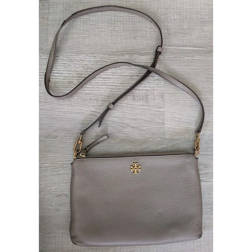 Tory Burch Mercer Pebbled Leather Crossbody Bag Taupe